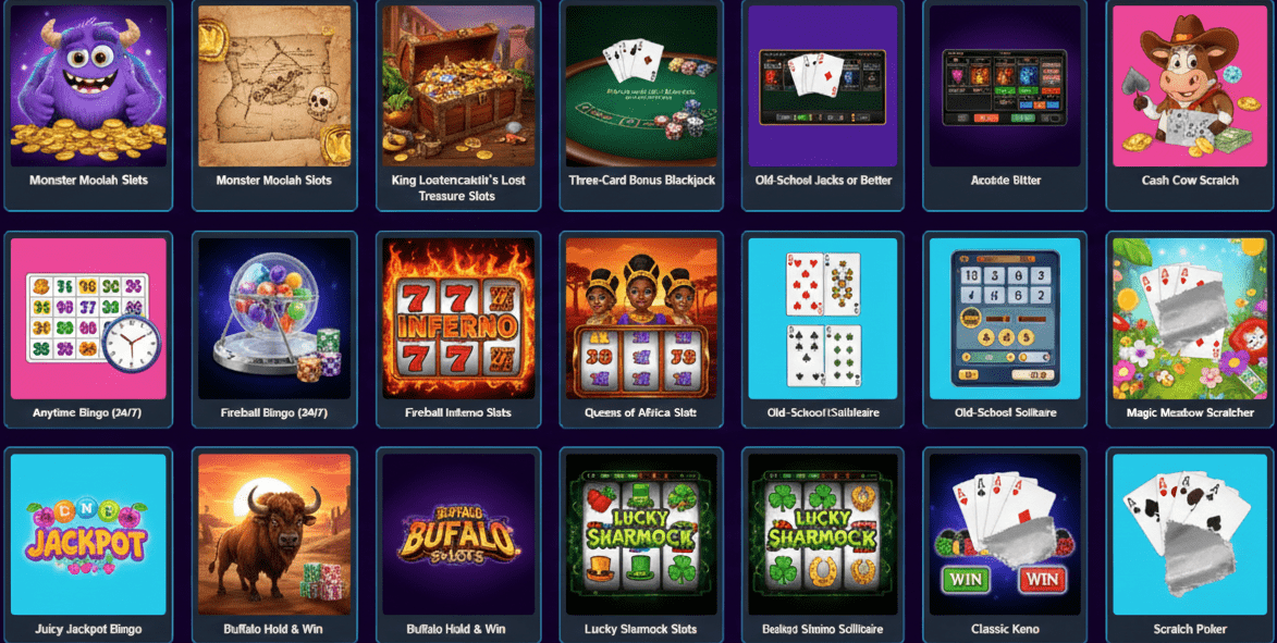 Sportzino Casino popular game thumbnails and slot previews